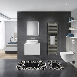 Mijölnir Juego de alfombras de baño blanco y negro (2 piezas)